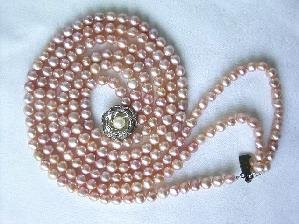 Beautiful! 15""-17"" 3rows pink cultured FW pearl necklace