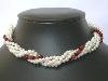 Beautiful! 16"" 5rows 4-5mm white cultured FW Pearl&4mm red coral