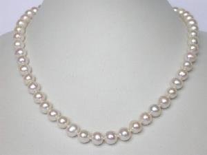 16"" 7-8mm grade white cultured freshwater Pearl Necklace