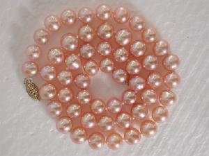 Beautiful! 16"" 7-8mm AAA! round pink FW pearl necklace