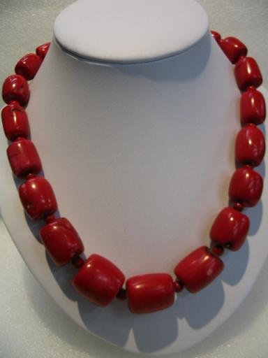 20"" large red coral necklace