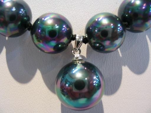 18"" Tahitain black shell pearl&pendant necklace