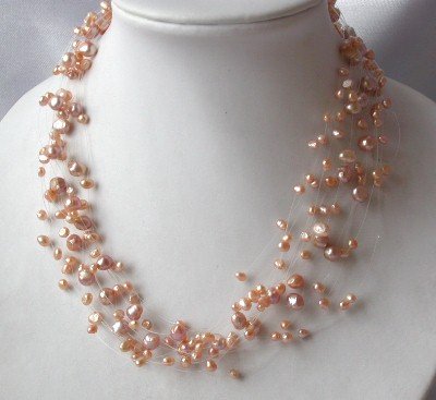 17"" beauty genuine pink F/W pearl necklace