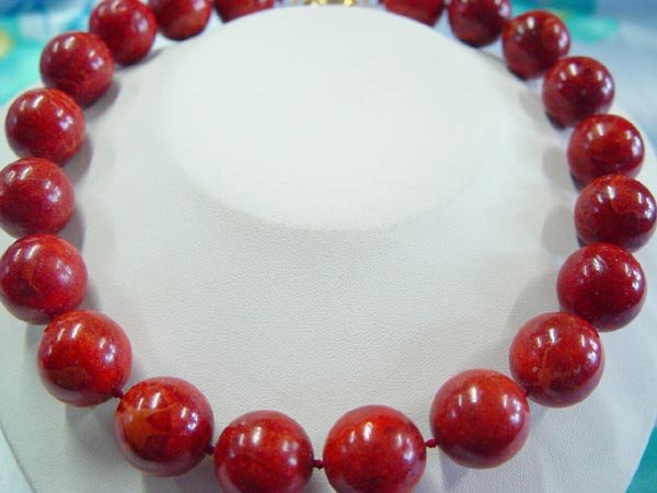 20"" HUGE 17mm red sponge coral necklace