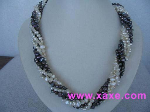 exquisite 18"" 5 strands multicolor pearl necklace