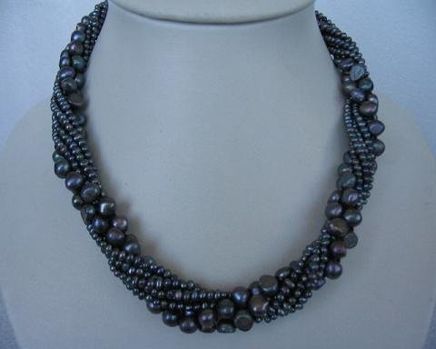 18"" 7 strands blue color pearl necklace