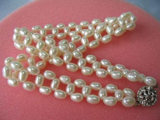15"" hand made lover choker rice pearl necklace