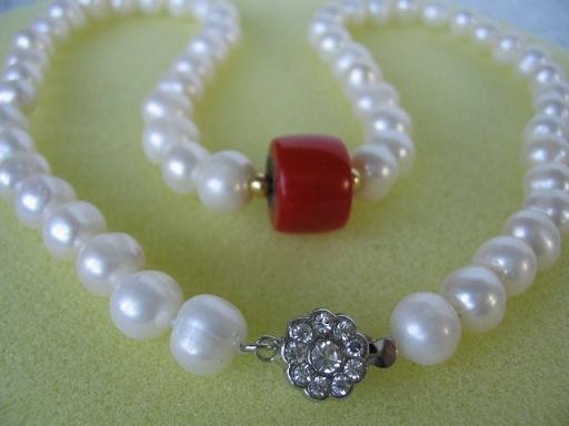 17.5"" charming coral pendant pearl necklace