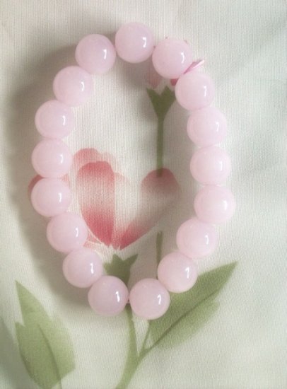 7.5'' 12mm pink jade bracelet