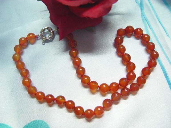 17.5'' 10mm red agate necklace
