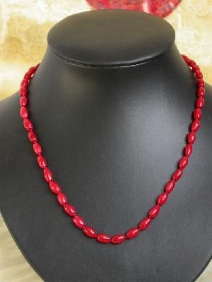 17'' 8x16mm red coral bead necklace