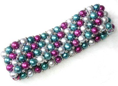 7.5"" 4-5mm multicolor pearl bracelet with silver ball