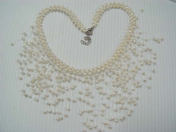 17"" beauty 4-5mm white F/W pearl necklace