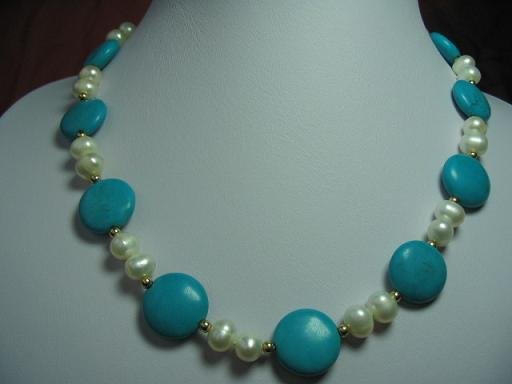 17.5"" exquisite pearl/turquoise necklace