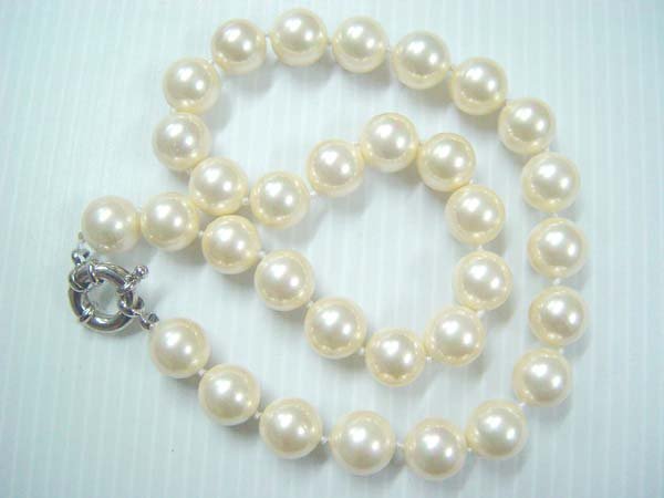18""14mm cream Seashell pearl necklace