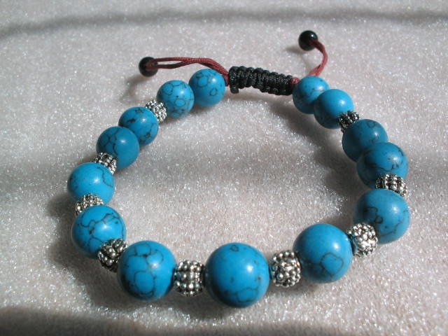 stunning blue turquoise 4mm stone bracelet