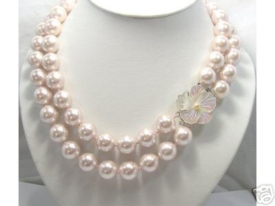 14MM 18-20 pink seashell Pearl Necklace Natural Shell