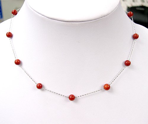 15.5'' 6MM RED CORAL NECKLACE 14KG