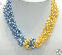 16'' 4ROWS 2-COLOR GENUINE CULTURED PEARL NECKLACE