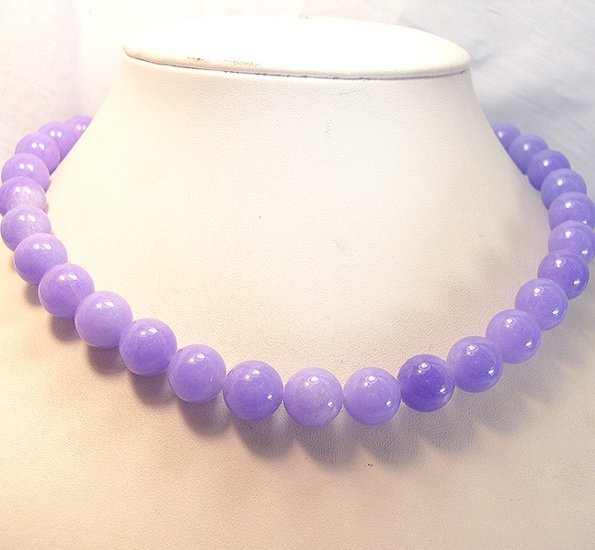 17'' Huge 12mm Purple Jade beads Necklace