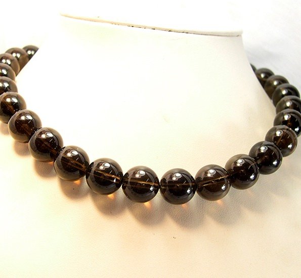 17'' Huge 14mm tawny natural crystal beads Necklace