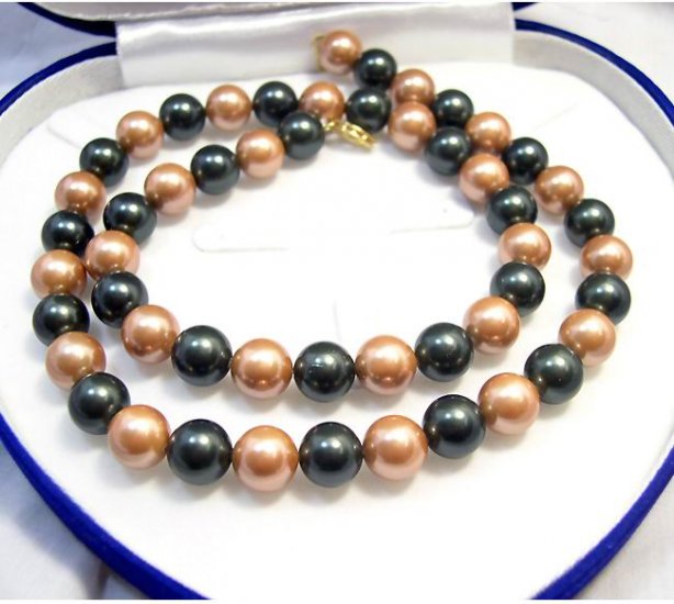 21'' 10MM Coffee Black SEA SHELL PEARL NECKLACE