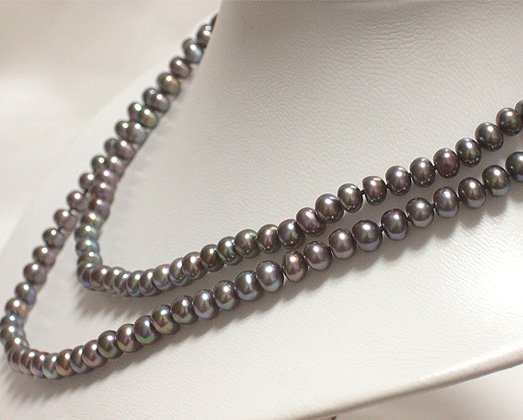 2ROWS BLACK cultured pearl necklace