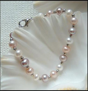 3-COLOR Genuine Cultured PEARL BRACELET