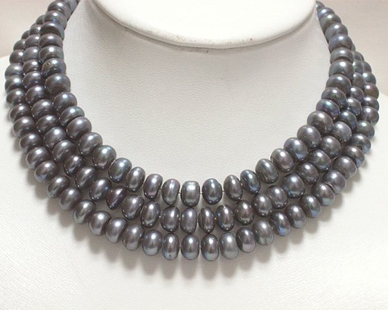 45'' SINGLE 6-9mm BLACK cultured pearl necklace