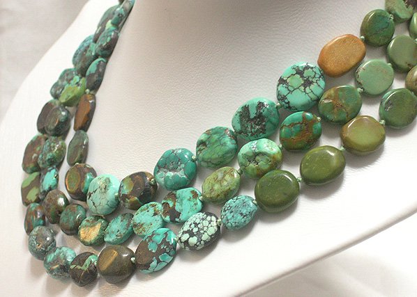 51'' 12-13MM SINGLE OLD BLUE TURQUOISE NECKLACE