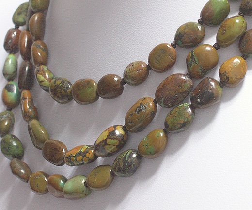 51'' 12-16mm NATURAL OLD YELLOW TURQUOISE NECKLACE
