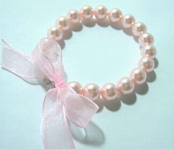 8'' 10MM PINK SOUTH SEA SHELL PEARL RIBAND BRACELET