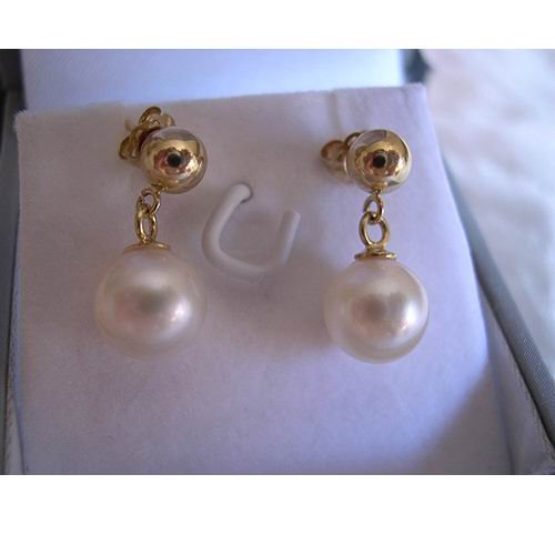 8mm Peafect Round Cultured Pearl Earrings 14K