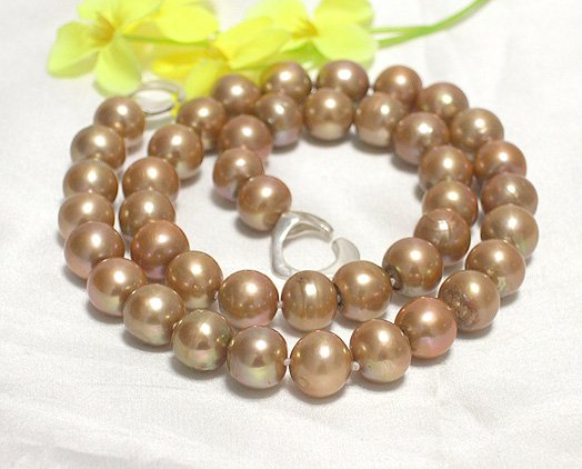 9.5-10MM CHAMPAGNE CULTURED PEARL NECKLACE