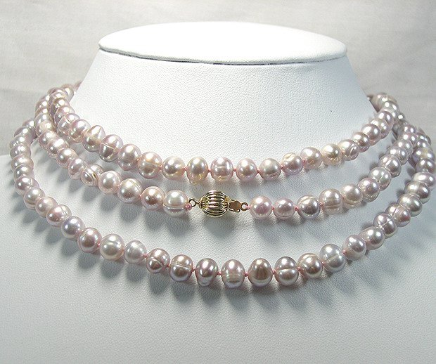 BAROQUE 48'' 8MM LAVENDER Cultured Pearl Necklace