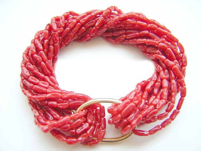 BEAUTIFUL 12ROWS RED CORAL BRACELET
