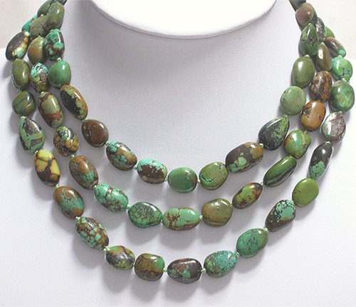 BEAUTIFUL 51'' 12-16mm NATURAL OLD TURQUOISE NECKLACE