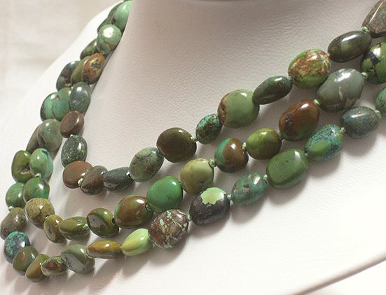 BEAUTIFUL 51'' 9-11mm NATURAL OLD TURQUOISE NECKLACE