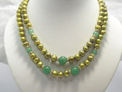 Baroque 17''-18'' 8-9 mm cultured pearl & jade Necklace