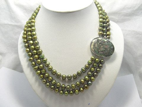 Baroque 17''-19'' 3rows cultured pearl FW Necklace