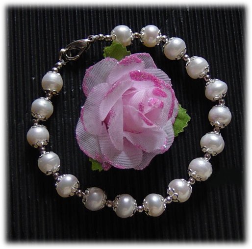 Baroque 8'' Genuine White Cultured Pearl Bracelet