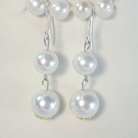 Beautiful white south sea shell 10-12mm earrings