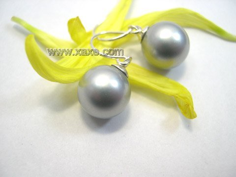 Beautiful 10mm silver sea shell PEARL Earring 925s