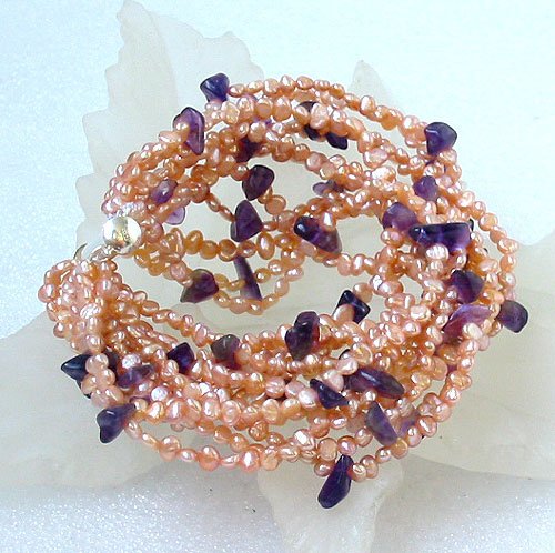 Beautiful 10rows 5-6mm cultured pearl&crystal bracelet