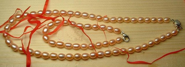 Beautiful 1 stand pink Cultured Pearl necklace & bracelet