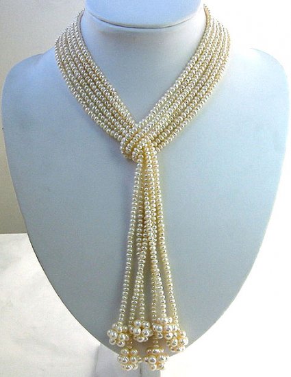 Beautiful 3-pcs 42'' cultured pearl long necklaces