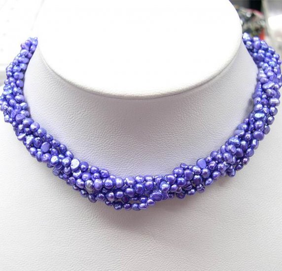 Charming 5row Beautiful blue color Cultured Pearl Necklace