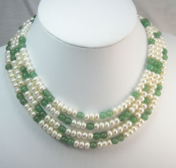 Charming 72'' white Cultured Pearl Jade Necklace