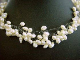 Charming 8rows Fancy style white Cultured Pearl Necklace