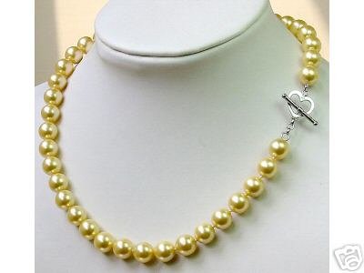 Charming AAA 10mm sea shell Pearl Necklace 925s